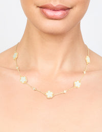 Gold Plated Cubic Zirconia Flower Pendant Necklace - link has visual effect only