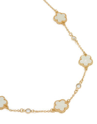 Gold Plated Cubic Zirconia Flower Pendant Necklace - link has visual effect only