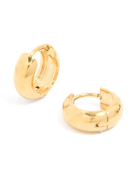 Waterproof Gold Plated Stainless Steel Chunky Huggie Earrings 10 MM - link has visual effect only
