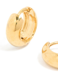 Waterproof Gold Plated Stainless Steel Chunky Huggie Earrings 10 MM - link has visual effect only