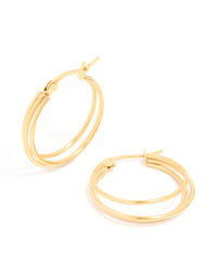 Waterproof Gold Plated Stainless Steel Double Hoop Earrings - link has visual effect only
