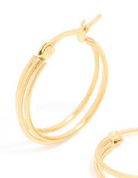 Waterproof Gold Plated Stainless Steel Double Hoop Earrings - link has visual effect only