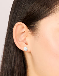 Waterproof Stainless Steel Cubic Zirconia Stud Earrings 8MM - link has visual effect only