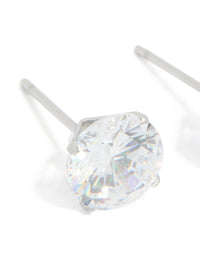 Waterproof Stainless Steel Cubic Zirconia Stud Earrings 8MM - link has visual effect only