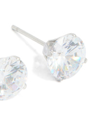 Waterproof Stainless Steel Cubic Zirconia Stud Earrings 8MM - link has visual effect only