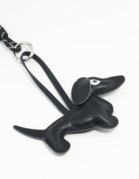 Black PU Leather Sausage Dog Key Chain - link has visual effect only
