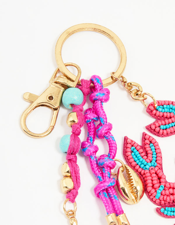 Red Beaded Crab Rope Keychain