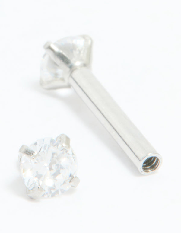 Surgical Steel Cubic Zirconia Reversible Flat Back Stud