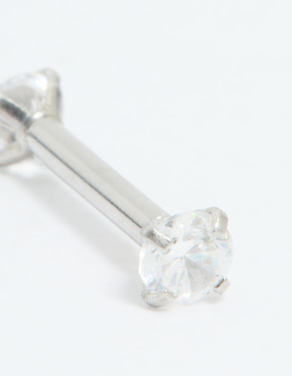 Surgical Steel Cubic Zirconia Reversible Flat Back Stud