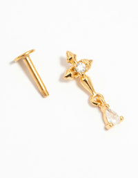 Gold Plated Surgical Steel Cubic Zirconia Micro Cross Flat Back Stud - link has visual effect only