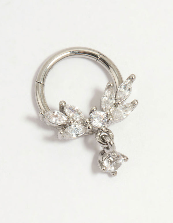 Surgical Steel Cubic Zirconia Marquise Drop Clicker Ring