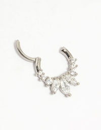 Surgical Steel Cubic Zirconia Marquise Spike Clicker Ring - link has visual effect only