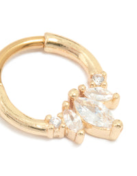 Gold Plated Surgical Steel Cubic Zirconia Marquise & Celestial Clicker Ring - link has visual effect only