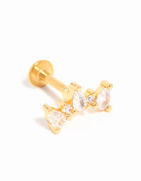 Gold Plated Titanium Cubic Zirconia  Pear Crawler Flat Back Stud - link has visual effect only