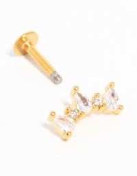 Gold Plated Titanium Cubic Zirconia  Pear Crawler Flat Back Stud - link has visual effect only