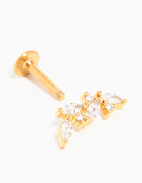 Gold Plated Titanium Cubic Zirconia Vine Crawler Flat Back Stud - link has visual effect only