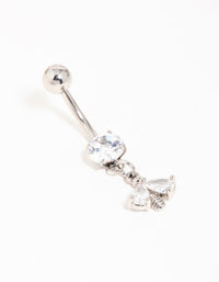 Surgical Steel Cubic Zirconia Bee Drop Belly Bar - link has visual effect only