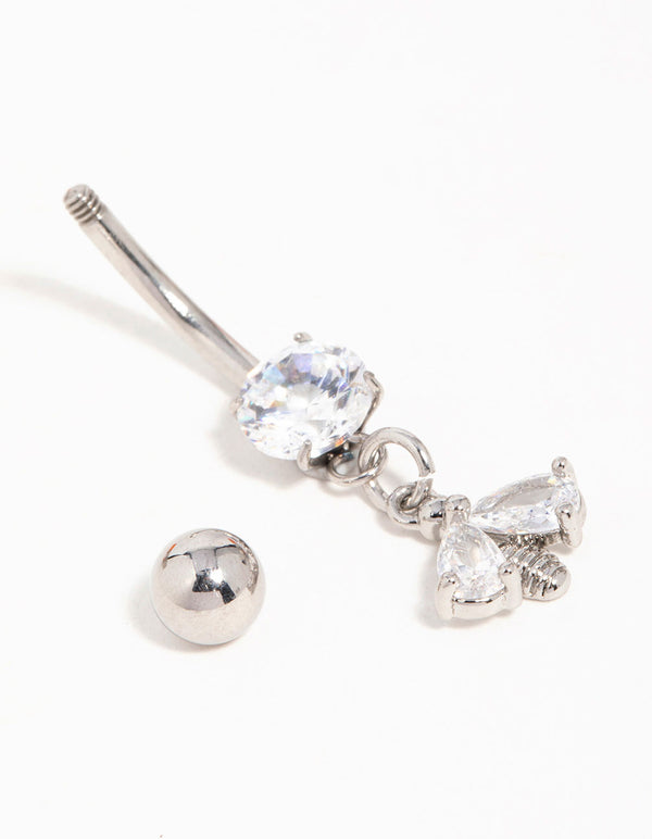 Surgical Steel Cubic Zirconia Bee Drop Belly Bar