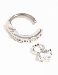 Surgical Steel Cubic Zirconia Drop Belly Ring - link has visual effect only