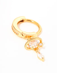Gold Plated Surgical Steel Cubic Zirconia Celestial Curve Belly Ring - link has visual effect only