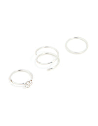 Surgical Steel Mixed Flower Hoop Nose Ring 3-Pack - link has visual effect only