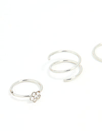 Surgical Steel Mixed Flower Hoop Nose Ring 3-Pack - link has visual effect only