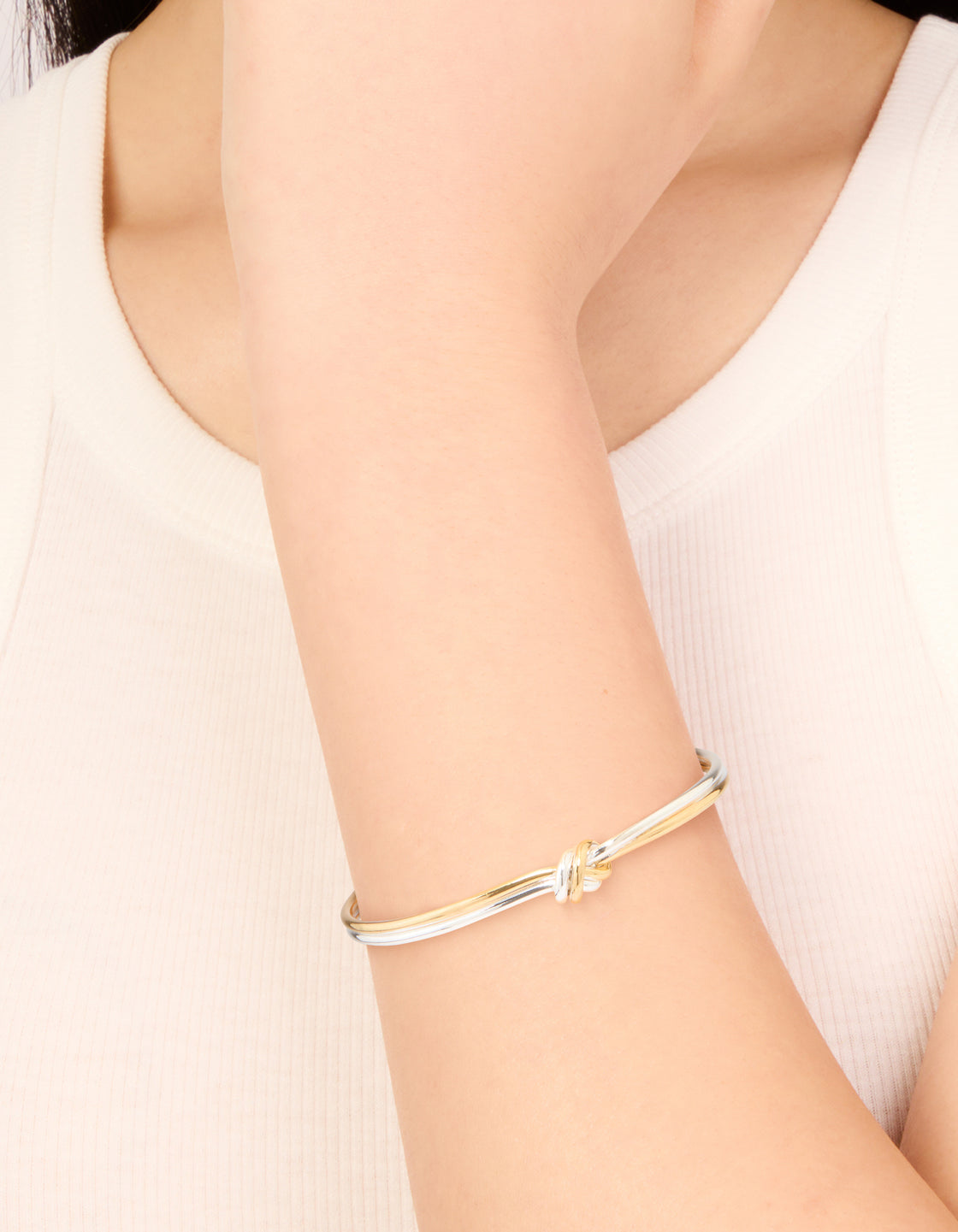 Mixed Metal Knotted Wrist Cuff