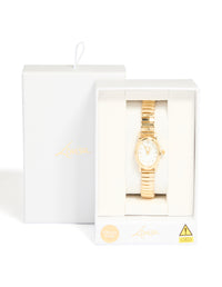 Gold Mini Oval Stretch Watch - link has visual effect only