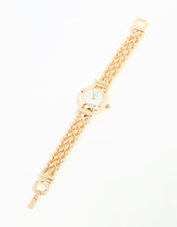 Gold Round Chain Watch Bracelet - link has visual effect only