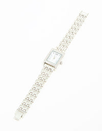 Silver Diamante Roman Numeral Rectangle Watch - link has visual effect only