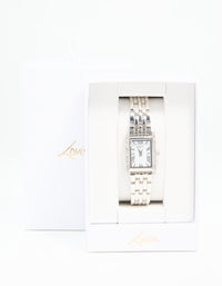 Silver Diamante Roman Numeral Rectangle Watch - link has visual effect only
