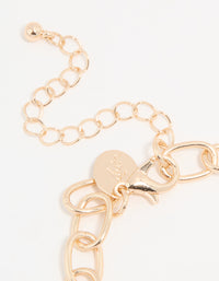 Gold Diamante & Pearl Watch Clover Charm Bracelet - link has visual effect only
