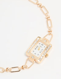 Gold Diamante Rectangle Watch Choker Necklace - link has visual effect only