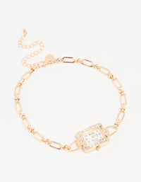 Gold Diamante Rectangle Watch Choker Necklace - link has visual effect only