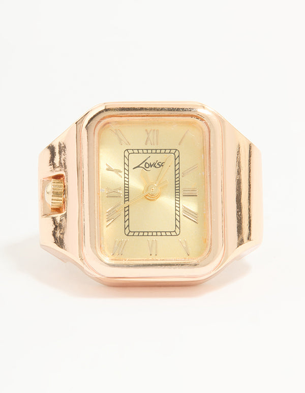 Gold Roman Numeral Watch Ring