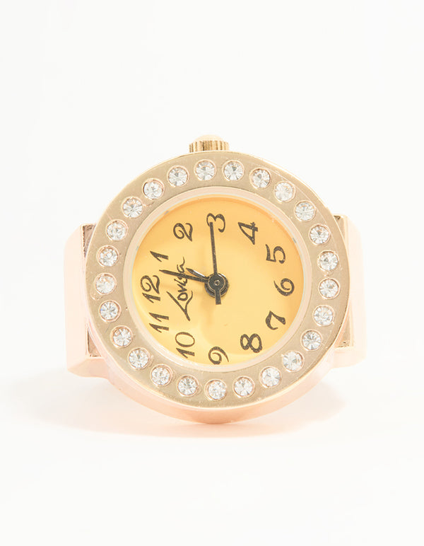 Gold Diamante Watch Ring