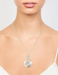 Silver Vintage Pocket Watch Necklace - link has visual effect only