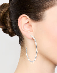 Antique Silver Detailed Hoop Earrings - link has visual effect only