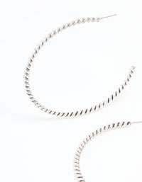 Antique Silver Detailed Hoop Earrings - link has visual effect only