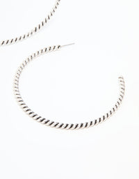 Antique Silver Detailed Hoop Earrings - link has visual effect only