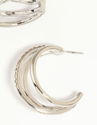 Silver Diamante Triple Hoop Earrings - link has visual effect only