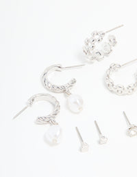 Silver Hoop & Stud Earrings 6-Pack - link has visual effect only