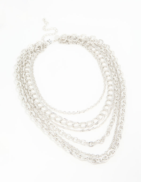 Silver Chunky Chain Layered Necklace