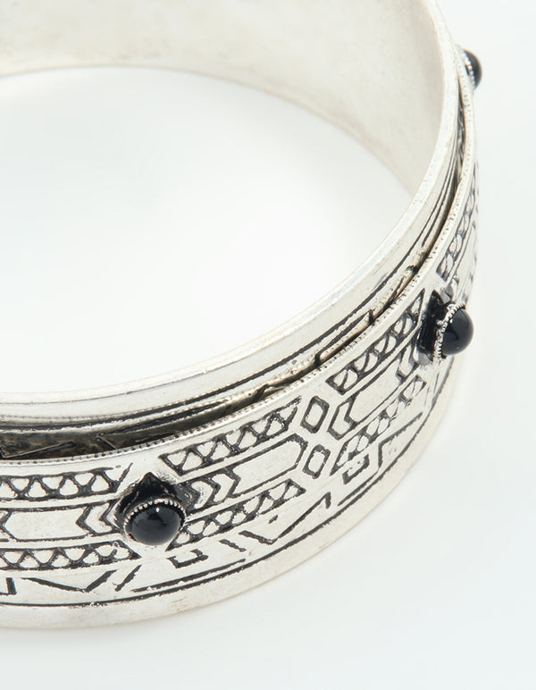 Textured Silver Cuff Bangles 2-Pack