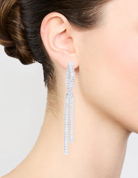 Silver Cubic Zirconia Crossover Drop Earrings - link has visual effect only