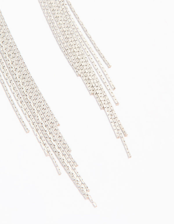 Silver Cubic Zirconia Flower Drop Earrings