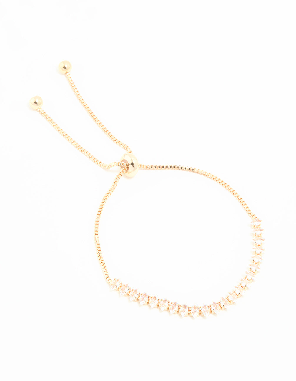 Gold Cubic Zirconia Navette Toggle Bracelet