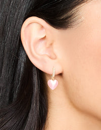 Gold Plated Cubic Zirconia Heart Hoop Earrings - link has visual effect only