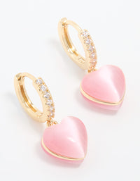 Gold Plated Cubic Zirconia Heart Hoop Earrings - link has visual effect only