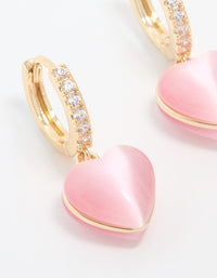 Gold Plated Cubic Zirconia Heart Hoop Earrings - link has visual effect only